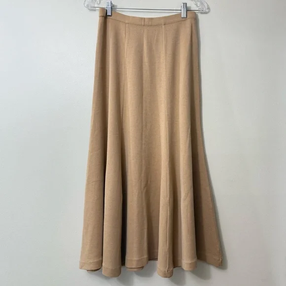 SELINA CANADA TAN 100% WOOL KNIT FLARED SKIRT ELASTIC WAIST - Picture 7 of 11
